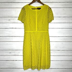 Lands' End Floral Yellow Lace Dress Size 8